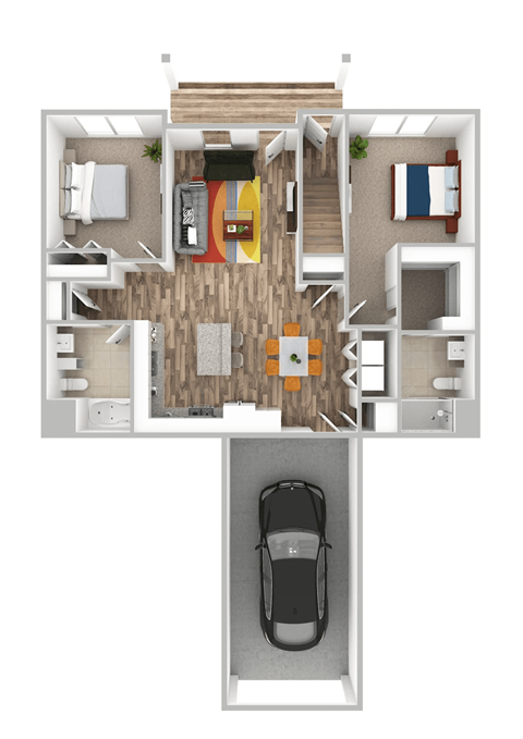 Floor plan for 2 beds, 2 baths, 1174 sqft